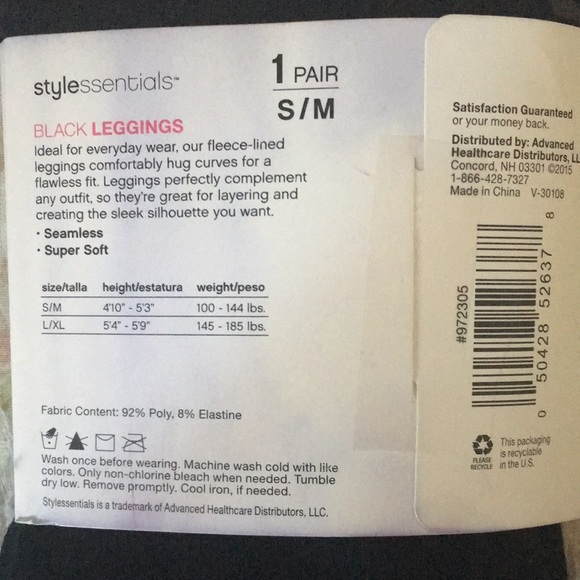 NWT Black legging size small/medium poly blend - Picture 4 of 4